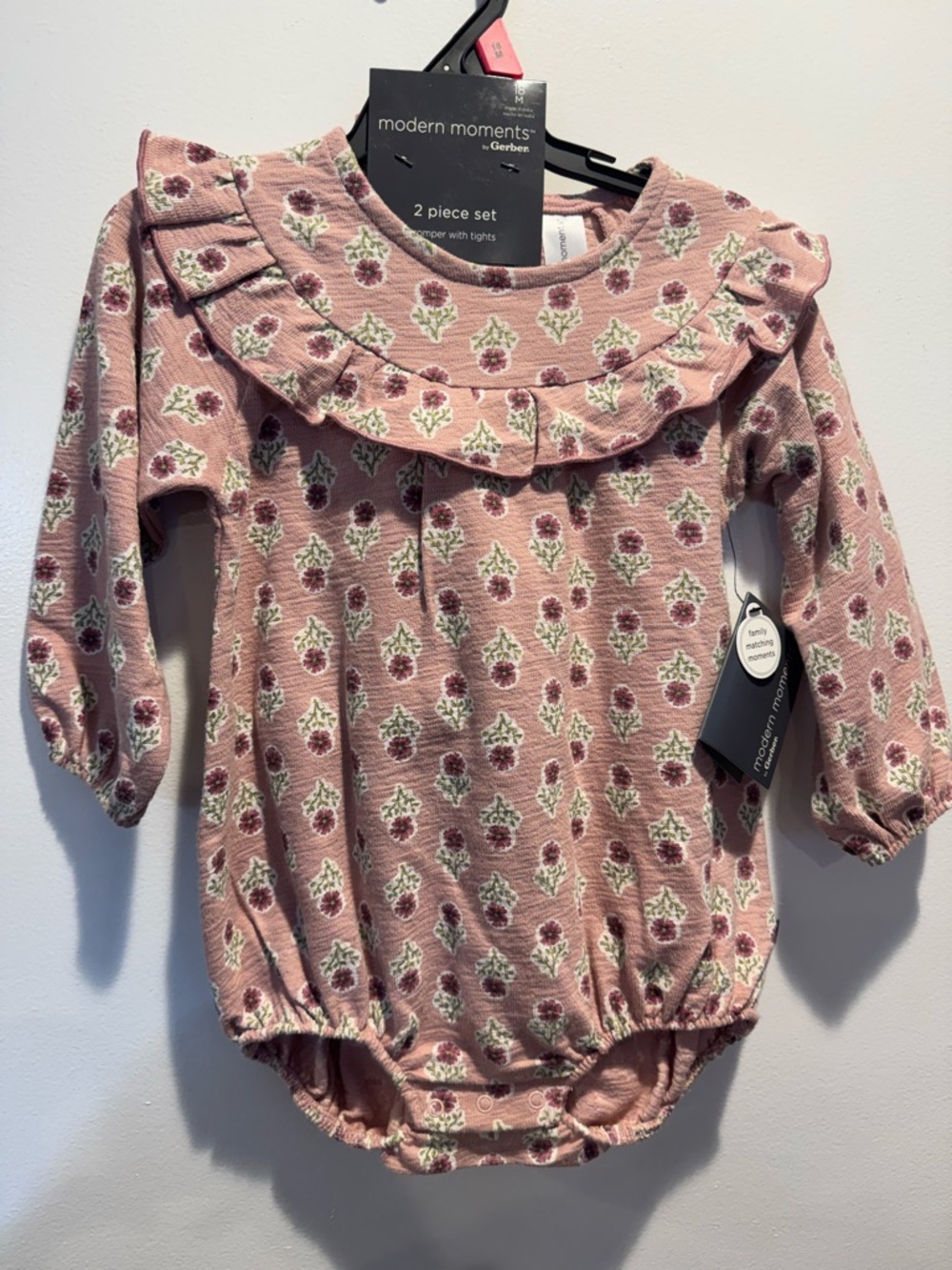 Modern Moments Pink Floral Baby Romper (includes tights) 18 MONTHS